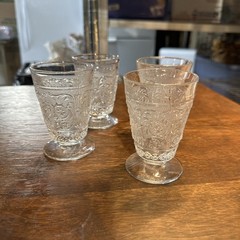 Duncan & Miller Crystal Sandwich pedestal fruit juice glass 4” x 2.5” granny.