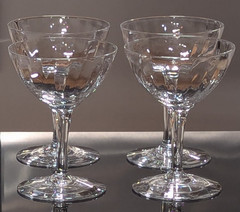 Champagne Cocktail Crystal Glasses Optic Panel Mid-Century Modern Set/4 Vintage