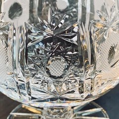 Vintage Diamond Cut CRYSTAL BRANDY CONGAC SNIFTERS Stars Pedestals Germany 3.5″