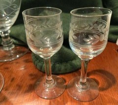 Antique Floral Etched Glasses Bar Set with Wine Martini Cordial and Shot ED150