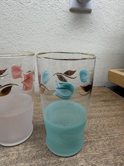 Vintage 6 MCM Tumblers 10oz Multicolor & Gold Accent ~ Handpainted~ Barware