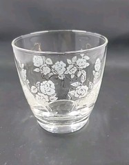 VTG Libbey 8oz.Tumblers Drinking Glasses White Roses Gold Bow Gold Rim set of 4