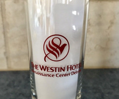 Vintage Renaissance Center Westin Hotel, Detroit Michigan, 7 inch Souvenir Glass