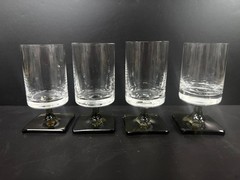 4 Rosenthal Crystal Glass Linear Smoke 3 5/8″ Sherry Glasses Goblets Stems MCM