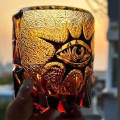 Whiskey Glass Japanese Style Carved Crystal Glasses Edo Kiriko Hand Cut to Clear