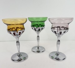 VTG 1940’s Art Deco Farber Brothers Krome Kraft Cocktail Glasses Set Of 3