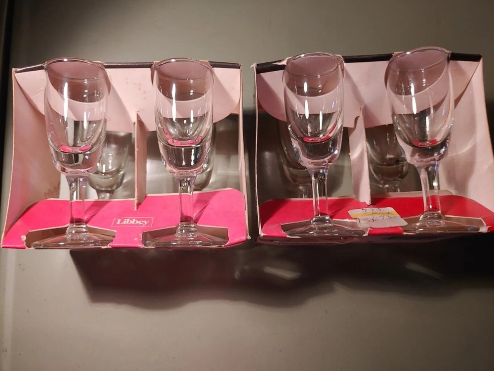 2 Sets Of 4 Libbey Cordial Glasses NIB