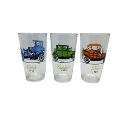 vintage hazel atlas set of 3 antique automobiles 12oz collectors glass