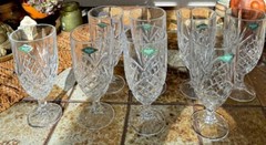 SET OF 8 SHANNON CRYSTAL 7 3/4″H HAND CRAFTED DUBLIN ICED TEA GLASS GOBLETS