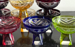 Vintage Nachtmann 10 Bohemian Cut to Clear Multicolor Liquor Cocktail Glasses