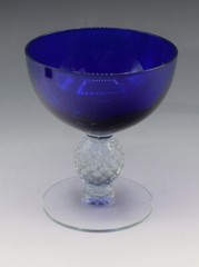 ART DECO MORGANTOWN GLASS RITZ BLUE COBALT BLUE SHERBET CHAMPAGNE 4″