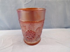 Vintage Dugan Marigold Carnival Glass Rambler Rose Tumbler