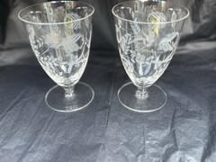 Vintage Cambridge Glass Crystal Oyster Cocktail Line Juice Paneled Optic Glass