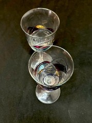 Milano Romanian Mosaic Stained Glass Champagne Flute Hand Blown Crystal Set of 2