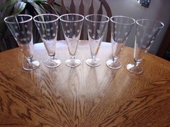 Etched Pilsner Dot 11 Oz Ball Stem Crystal Blown Glass – Set of 6