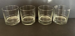 VTG Fisher-Price Toy Co Clear Etched Glass Drink Glasses 4 Pc Whiskey Glass 1987