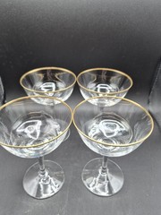 4-Vintage Crystal Noritake «Troy» Stemware Champagne Tall Sherbet 5 3/8” RARE EC