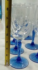 Set of 10 Lenox Crystal Cobalt Blue Stem Swag Drape Wine Glasses 8″ Tall