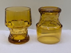 6 Anchor Hocking Glass Tumblers Georgian Honeycomb Vtg 4 1/4″ Amber 9 oz