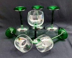 Set 6 Luminarc Cristal D’arques Durand Emerald Green Stem Hock Wine Glasses 7″