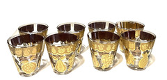 Vintage Glasses Culver LTD Florentine Gold 22K Low Ball Signed Set of 8
