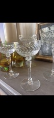 VTG TIFFIN FRANCISCAN Laurel Leaf Champagne Glasses Clear Cut Crystal 4