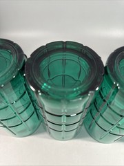 Vintage Anchor Hocking Tartan Plaid Emerald Green 16 Oz. Glass Tumblers Set Of 4