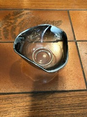 Vintage Silver Smoke Ombre Rim Glass Bowl, 5″ Widest, 2 3/4″ High