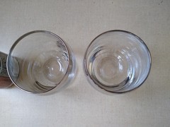 2 MCM Dorothy Thorpe SILVER Platinum Rim heavy stemless wine Glass ROCK,TUMBLER