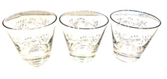 Celeste MCM 1960’s Turquoise Silver Clear 3.5” Rock Glass Tumblers Group of 4