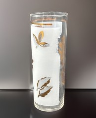 Federal Glass Frosted Gold Leaf Tom Collins Glass Mid-Century MCM Barware 6.75in