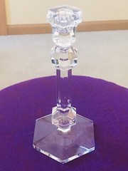 Val St. Lambert Crystal CANDLESTICK 9 1/4″ Tall Signed (NF)