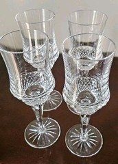 4 Galway Royal Irish Crystal Claret Wine Glasses Stemware 7.25″ Gorgeous!