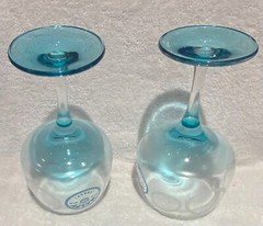 Italian Malfy Gin Large 18oz. Aquamarine Copa Glass Goblet Pair Of Two