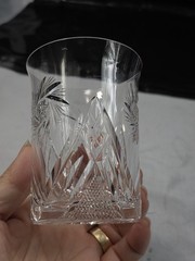 5 Vintage MCM Neman Glassworks Russian Cut Crystal Hot Tea Glasses Hand Cut 131