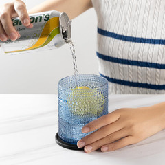 Hobnail Drinking Glasses Set of 12 with Silicone Coasters, Blue, Highball and