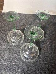 Set of 3 Vintage Margarita Glass Sombrero Green Stem, by Cristal D’Arques-Durand