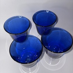 4 Casual Setting Sapphire 9 oz Water Goblets by Cristal D’Arques-Durand France