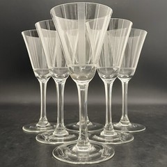 Lausitzer Etched Otto Rakel Liqueur/Wine Glasses Stemware c1940s Germany 6″t 4oz