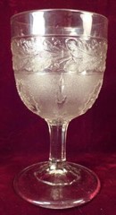 Goblet Oak Leaf Band with Medallion EAPG Flint Clear Glass 1870s Antique #63
