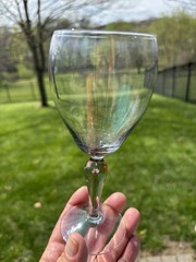 Corcoran Smoke Glass Teardrop 6 3/4 Inch Wine Stem Very Good Used Condition