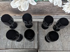 Vintage MCM Black Amethyst Crystal 12oz Stemmed Cordial Glasses (7)