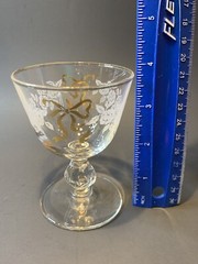 Libbey Rose Classic Gold Ribbon White Rose Liquor, Cocktail, Cordial Stemware