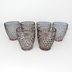 VTG Hobnail Tumbler Drinking Glasses Light Purple Footed Barware 12 Oz Set of 6