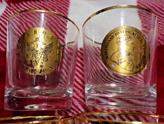 6 Libbey’s textured gold coin old fashioned glasses MCM 22k gold trim