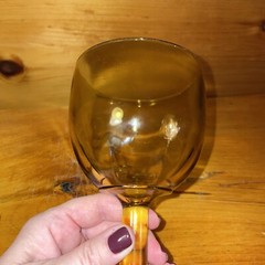 Vintage Amber Glass Footed Water Goblet Beer Beer Glass 6 Inch