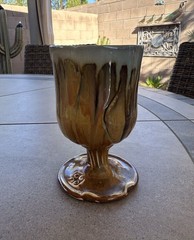Handmade Pottery Goblet Chalice Cup With Scalloped Edge