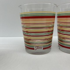 Set of 4 Fiesta Double Old Fashioned Glasses Stripes Fiestaware Retro Red Green