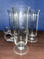 3 DARTINGTON Irish Coffee Glasses 24% Lead Crystal FT83 Vtg 60s MCM Barware NEW