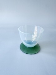 Antique Opalescent HC Fry Foval Lemonade Glass Green White Footed